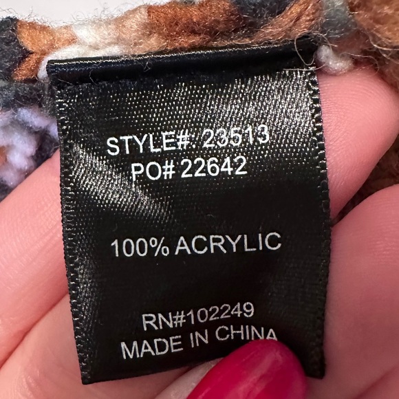 Skies Are Blue Brown and Green Open Front Long Cardigan Sweater Size Large - Picture 4 of 8